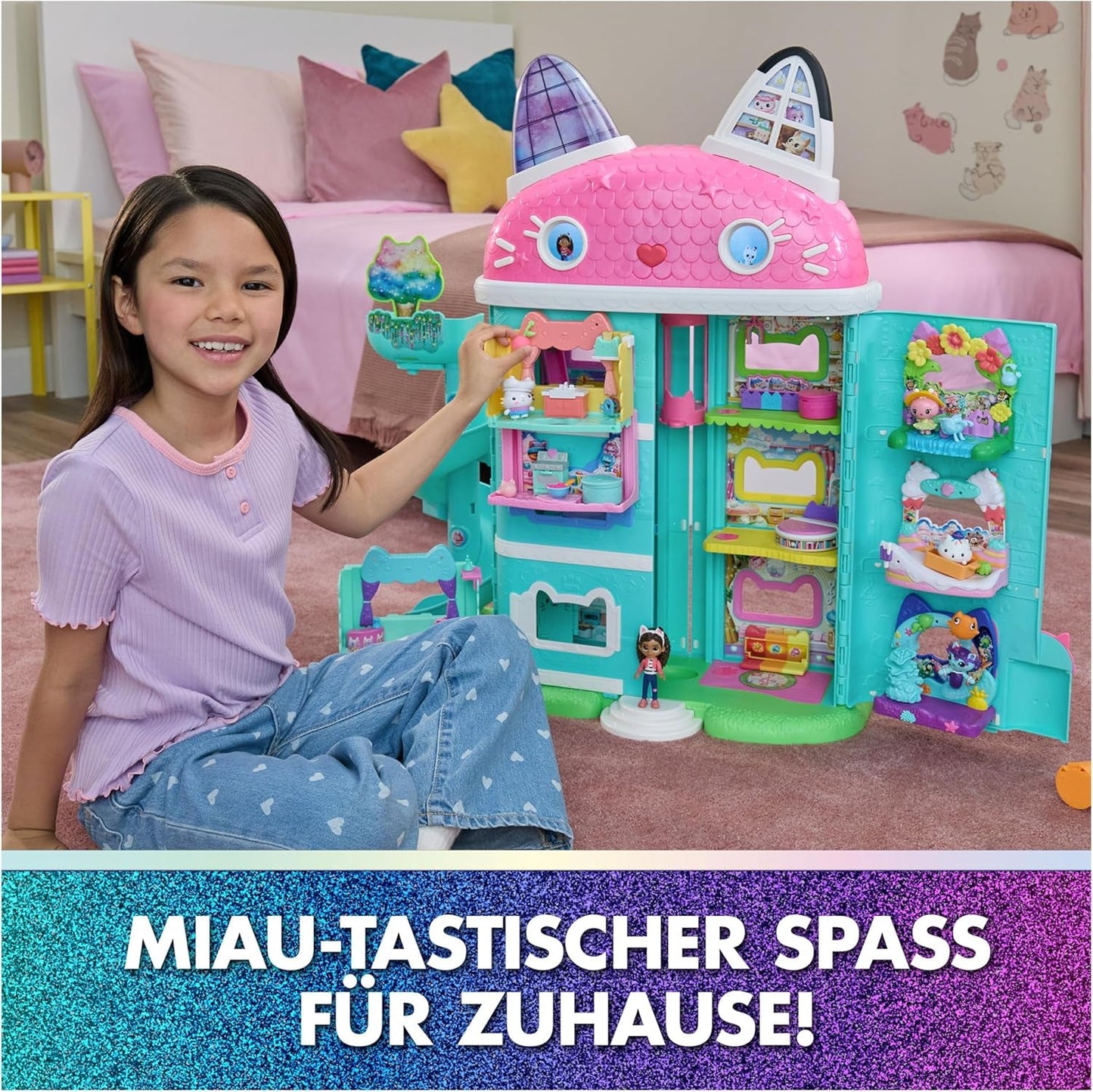 DREAMWORKS GABBY'S DOLLS HOUSE: LA PELÍCULA - El dulce balcón de Kuchi con figuras de casa de muñecas y accesorios para niños a partir de 3 años