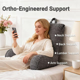 Almohada de lectura para cama y sofá, almohada de lectura con reposamuñecas, reposabrazos y respaldo, almohada de respaldo para descansar, relajarse, leer, trabajar en la computadora portátil, mirar televisión (gris oscuro)