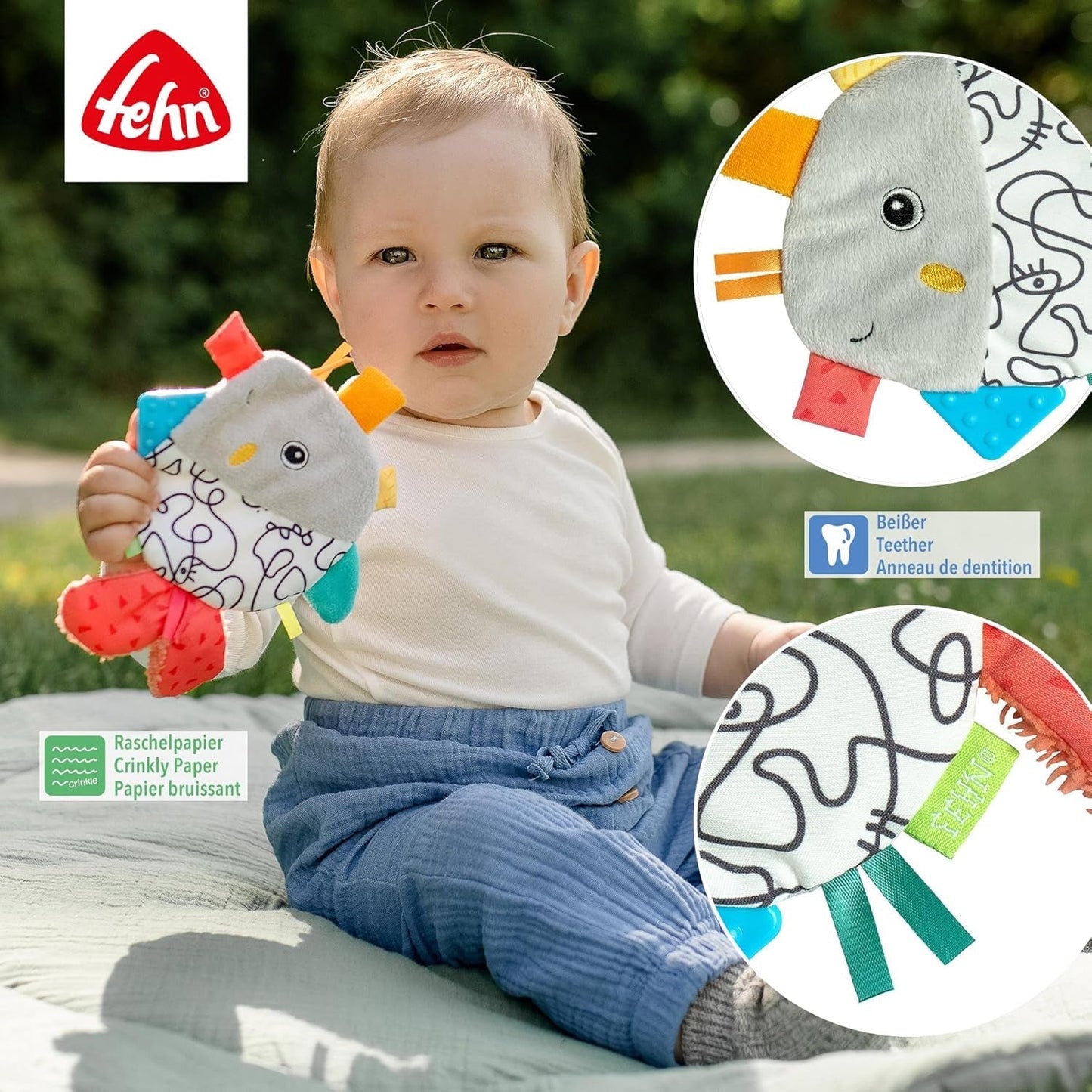 Fehn Pez Crujiente - Juguete para atrapar y jugar para bebés - Juguete para atrapar animales para bebés - Juguete de actividad motora y juguete crepitante para bebés y niños pequeños a partir de 0 meses Baby Toys Naty Shop