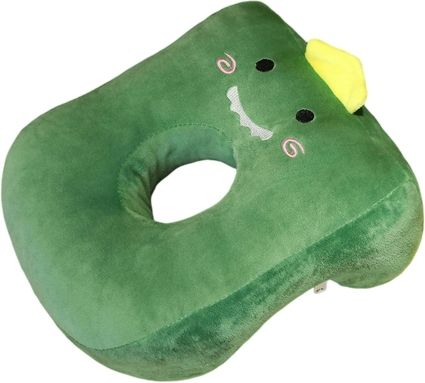 Almohada para dormir de oficina, algodón con memoria, linda almohada con orificio para la oreja, almohada para dormir suave, almohada para dormir de lado, almohada para las orejas para mujeres, niñas y niños (gris gatito) Almohadas ortopédicas cervicales Naty Shop Dinosaurios (verde)