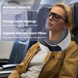Almohada para el cuello Almohada de viaje de espuma viscoelástica Diseño ergonómico Almohada para el cuello de espuma viscoelástica con máscara para los ojos 2 tapones para los oídos y bolsa de almacenamiento Perfecto para dormir en la carretera cuando viaja Naty Shop Almohadas ortopédicas cervicales