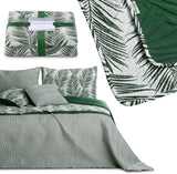 Ameliahome Colcha Colcha 170X210 Cm Colcha De Doble Cara De Fácil Cuidado Estampado De Plantas Verde Blanco Tropical Bonaire Camas y Mantas Besuche den AmeliaHome-Store
