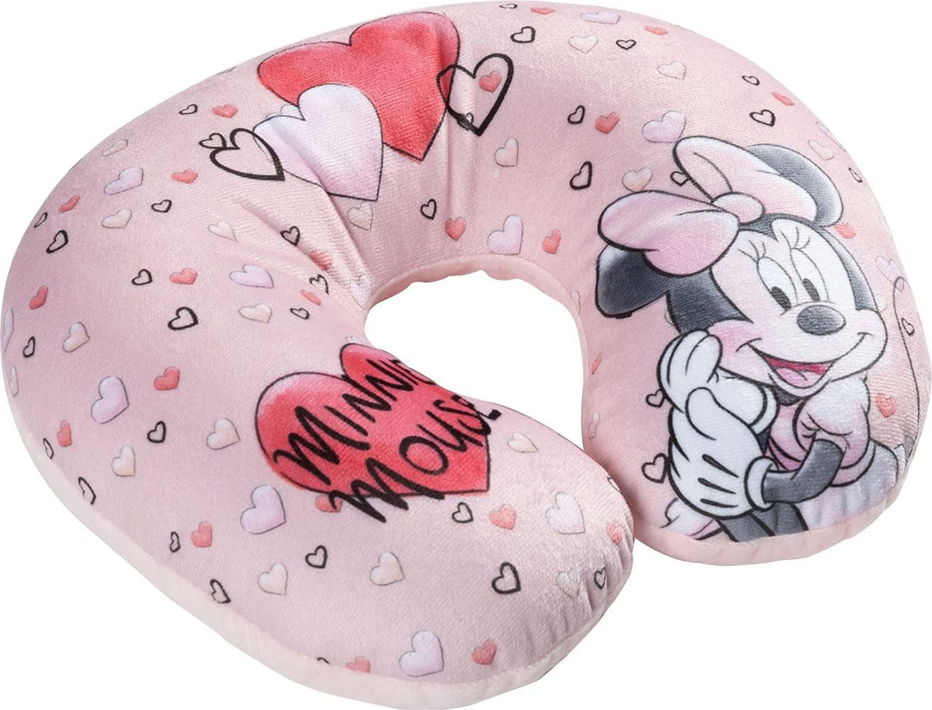 Tataway en Viaggio SI crece - Almohada de viaje Disney Minnie Mouse | Material suave y aterciopelado | Lavable a mano 30° | Relleno de microperlas | Silla infantil a partir de 3 años, Rosa, talla única, terciopelo Cojines de viaje Naty Shop