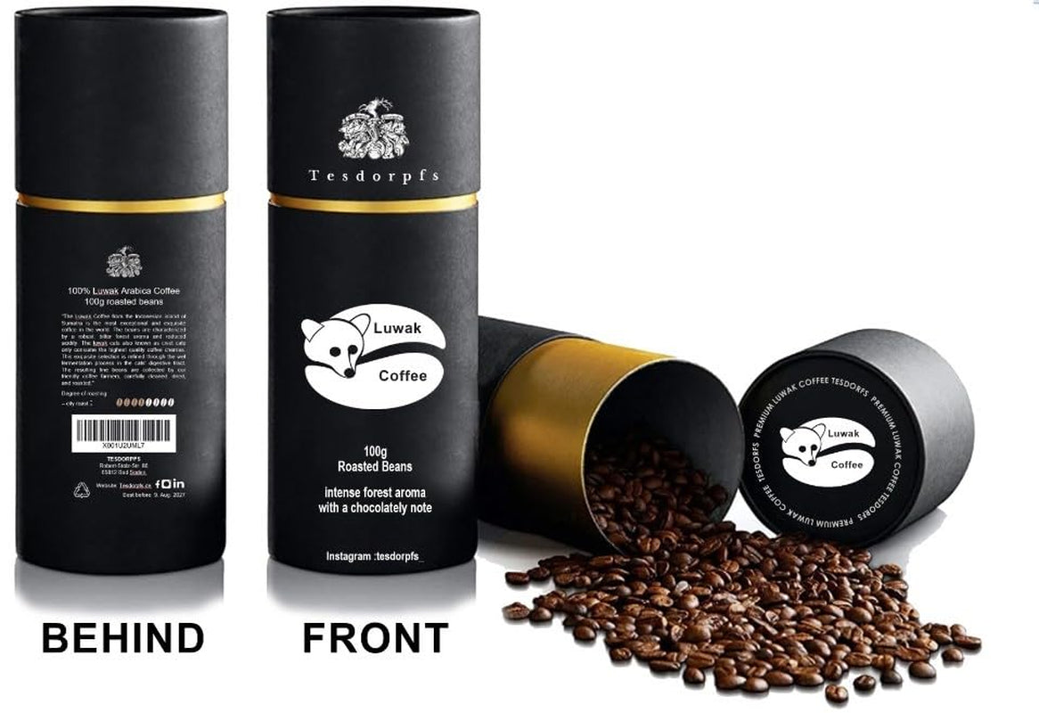 Tesdorpfs 100% Kopi Luwak Arábica Kaffee | Café de algalia tostado urbano 100 g | Cafeteras o bebidas | Kaffeespezialität como regalo para los amantes del café von Tesdorpf (Ganze Bohnen)