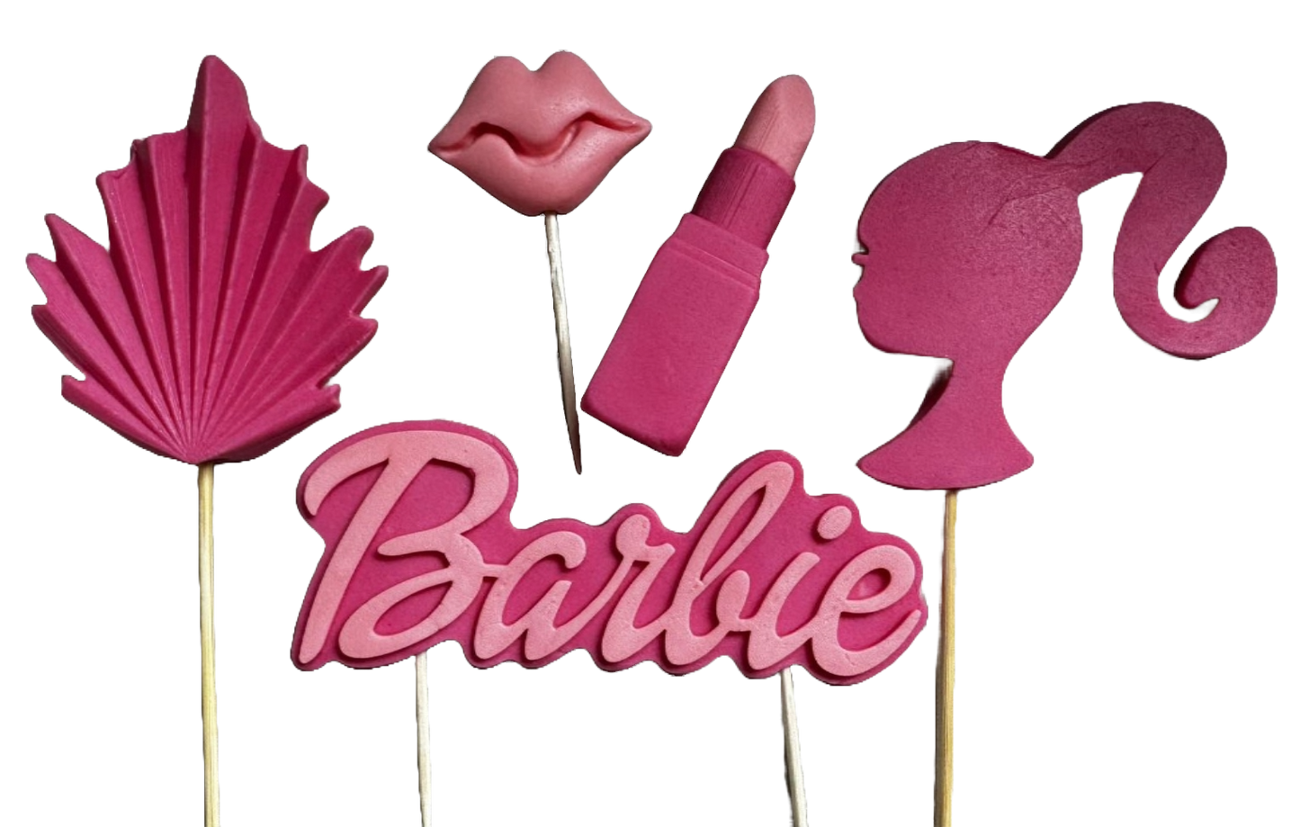 Set de 5 adornos de azúcar comestible, Barbie Decoraciones de pasta de azúcar Naty Shop