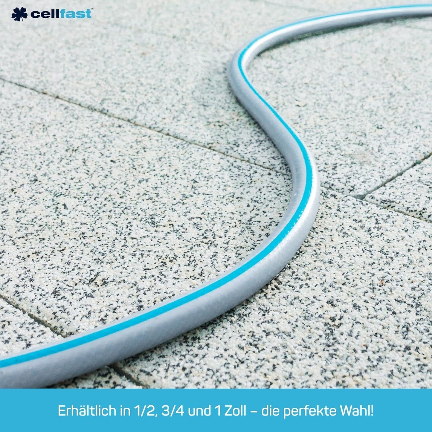 CELLFAST Manguera de jardín, Manguera de agua de jardín de 3 capas, Reforzada con alambre duradero, Manguera de riego flexible, Resistente a los rayos UV, Antialgas, 3,4 pulgadas, 20 metros de longitud