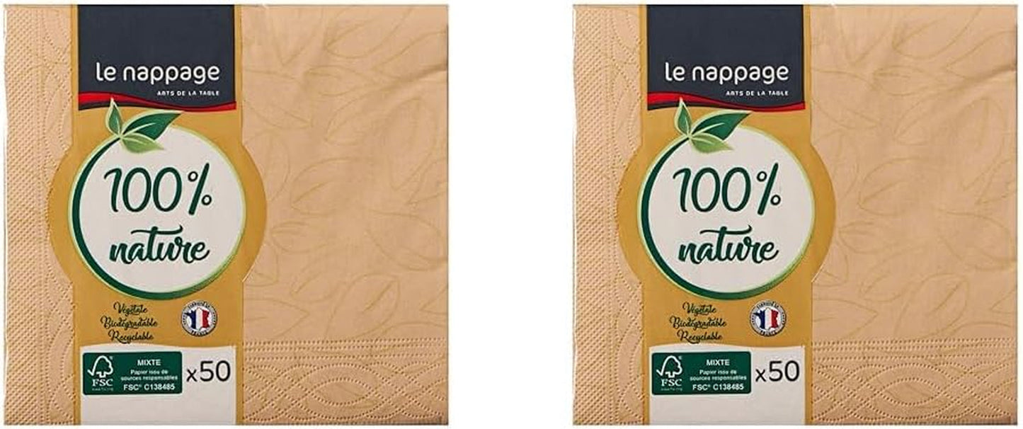 Le Napage 50 servilletas de tela 25 X 25 cm, 3 capas, FSC blanco