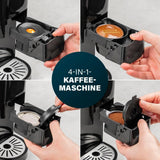 Cafetera espresso multicápsulas Princess 4 en 1 - 1450 vatios, cápsulas, monodosis, café molido, sin BPA, 249450, 01.249450.01.001, negra, plateada