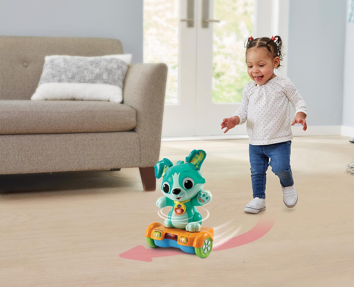 Vtech Baby Catch Me Puppy - Cachorro hoverboard motorizado que fomenta el movimiento - Con orejas móviles, canciones, sonidos y contenidos de aprendizaje - Para niños de 12 a 36 meses Bebe Toys Naty Shop