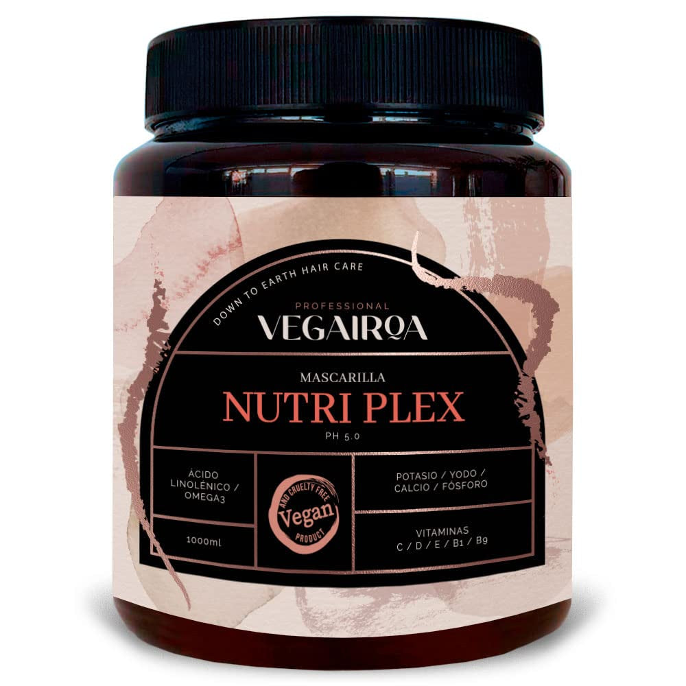 VEGAIROA - Mascarilla Nutri Plex - Cuidados intensivos - Cuidado de hidratación profunda - Efecto protección contra el encrespamiento - Para cabello seco - Producto de peinado profesional vegano - Mascarilla capilar Naty Shop 1000g Título predeterminado