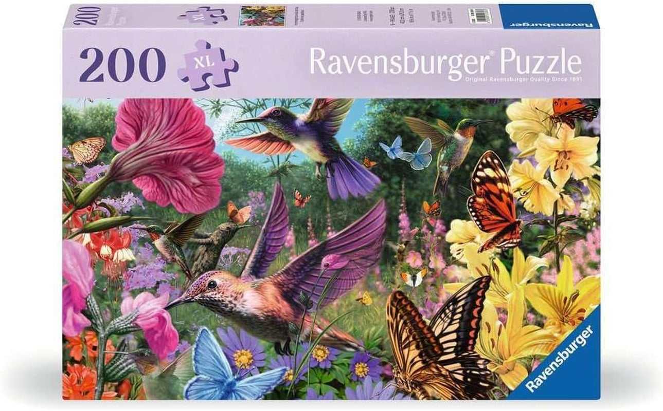 Ravensburger Puzzle 12001369 - Colibríes y mariposas - Puzzle de 200 piezas para personas mayores y mayores con piezas de rompecabezas más grandes, agarre, plantilla de imagen grande y base de rompecabezas Puzzle Naty Shop Título predeterminado