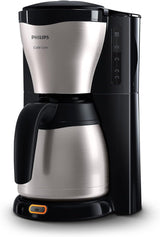 PHILIPS Café Gaia Cafetera Espresso con Filtro - Jarra Termo de Acero Inoxidable, Sistema Antigoteo, Aroma Intenso, Apagado Automático, 1300ml, Negra (HD7546/20)