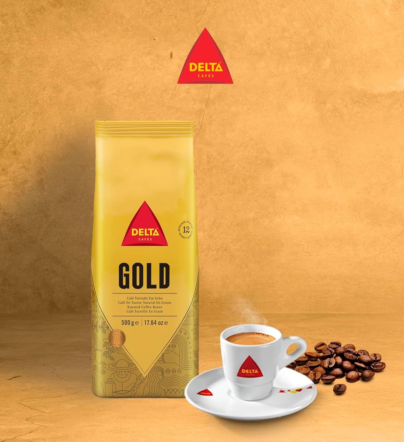 Lote de café en grano Delta, envase Gold, 500 g