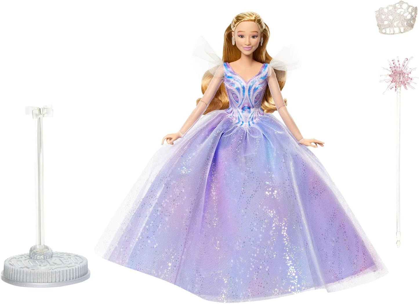Mattel Wicked: Parte 2 de Universal Pictures Glinda Deluxe Doll con atuendo desmontable y 3 accesorios, inspirada en la película, JFM13, [Multicolor]