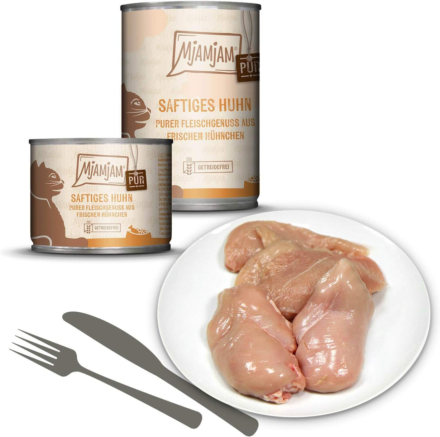 MjAMjAM - Comida húmeda premium para gatos - Pack Mix V - Pure Meat Delight Paquete de 6 (6 x 400 g) Sin cereales con carne extra