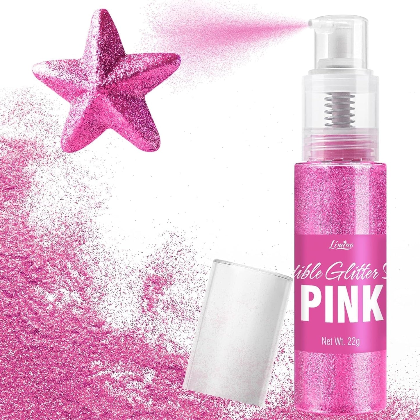 Spray de purpurina comestible – 22 g de purpurina comestible, polvo de purpurina comestible para bebidas, decoración de pasteles, macarrones – polvo de purpurina colorante alimentario, purpurina comestible para cócteles, magdalenas (rosa)