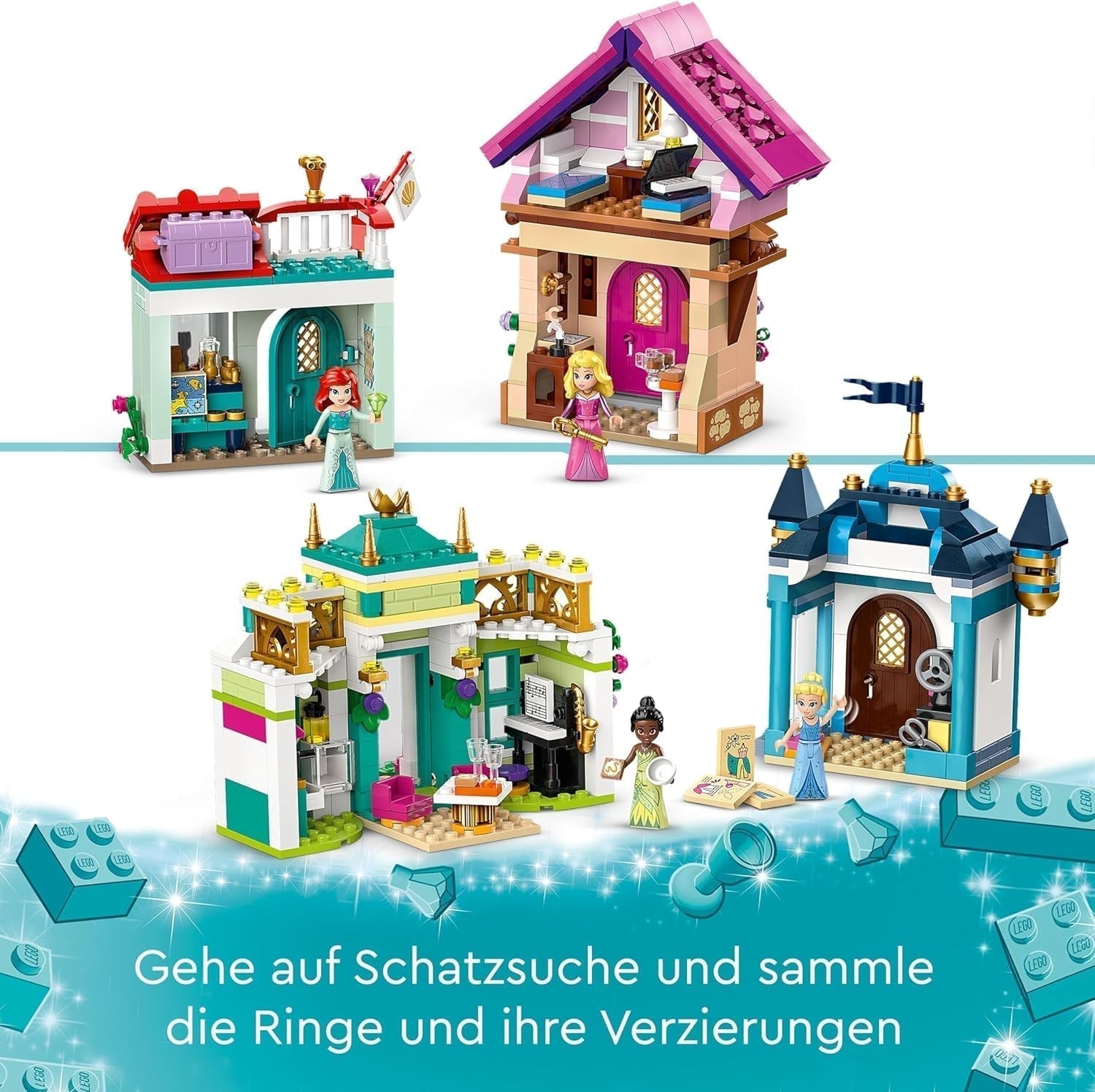 LEGO Disney Princess: Disney Princess Adventure Market, casa de juguete con 4 muñecas, incluidas Cenicienta y Ariel, juego con mapa del tesoro, regalo para niñas y niños a partir de 6 años 43246 Juegos de construcción Besuche den LEGO-Store