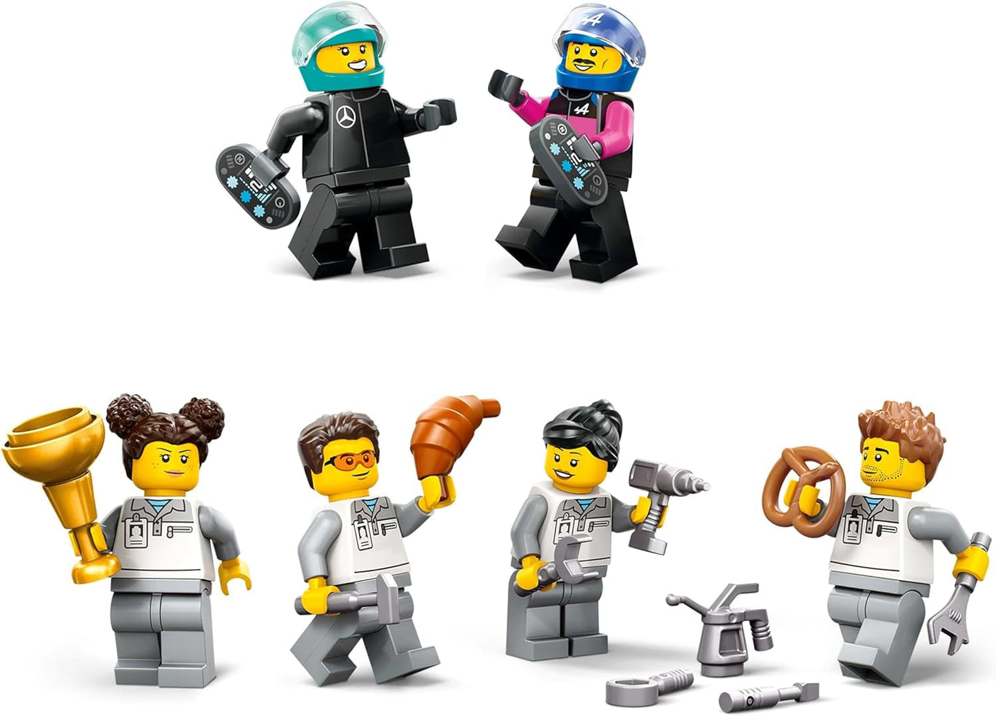 LEGO City Garaje de F1 con Mercedes-Amg y coches de carreras Alpine - Coche de carreras de Fórmula 1 con 2 conductores y 4 minifiguras mecánicas - Regalo para niños y niñas mayores de 7 años y aficionados 60444 Besuche den LEGO-Store Building Sets
