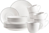 MÄSER Serie Felise, elegante servicio de café para 6 personas, atemporal, borde negro, porcelana, blanco