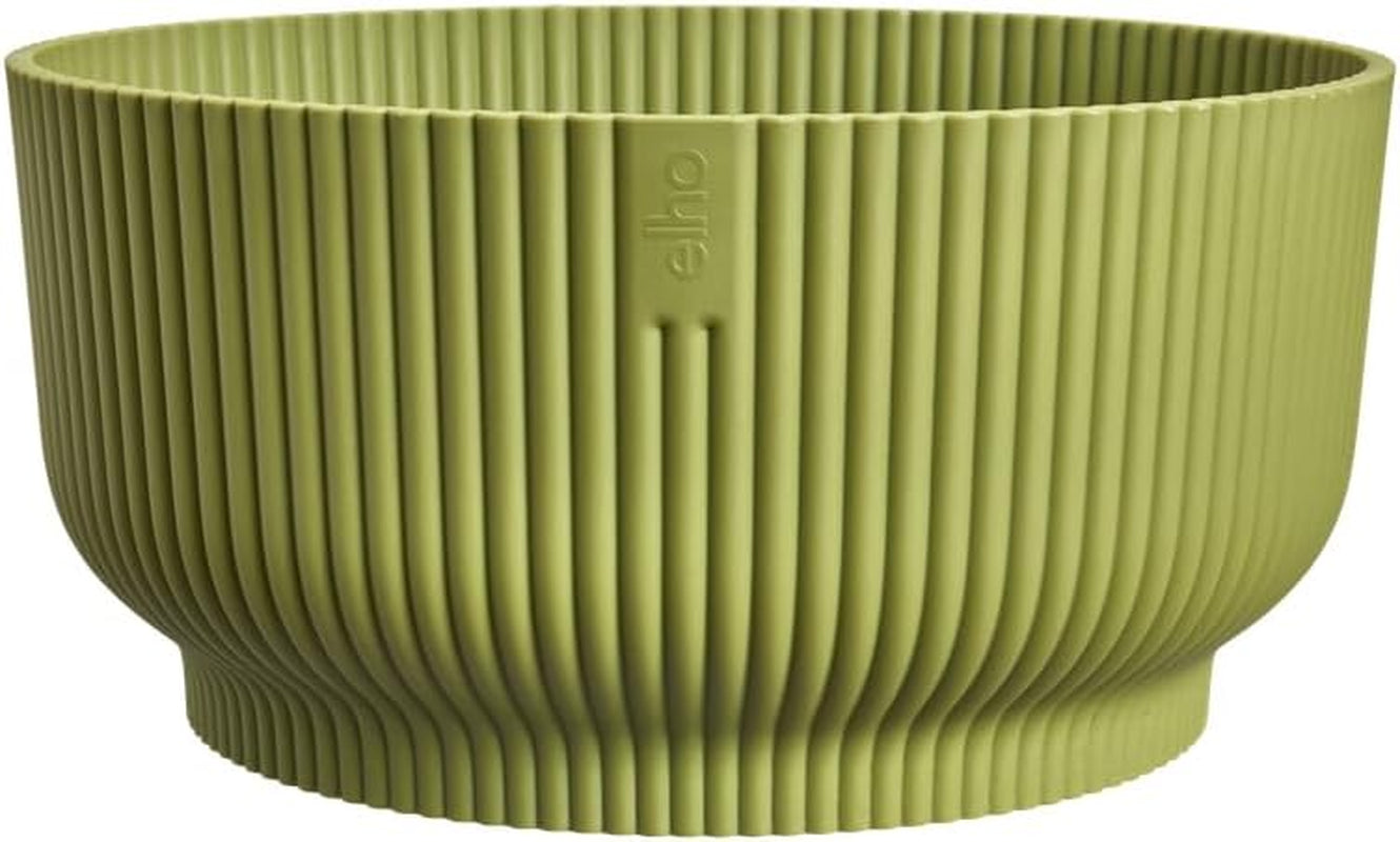 elho Vibes Fold Bowl 25 - Macetas de interior - 100% plástico reciclado - Ø 24,9 x H 12,1 cm - Verde/Ferngrün