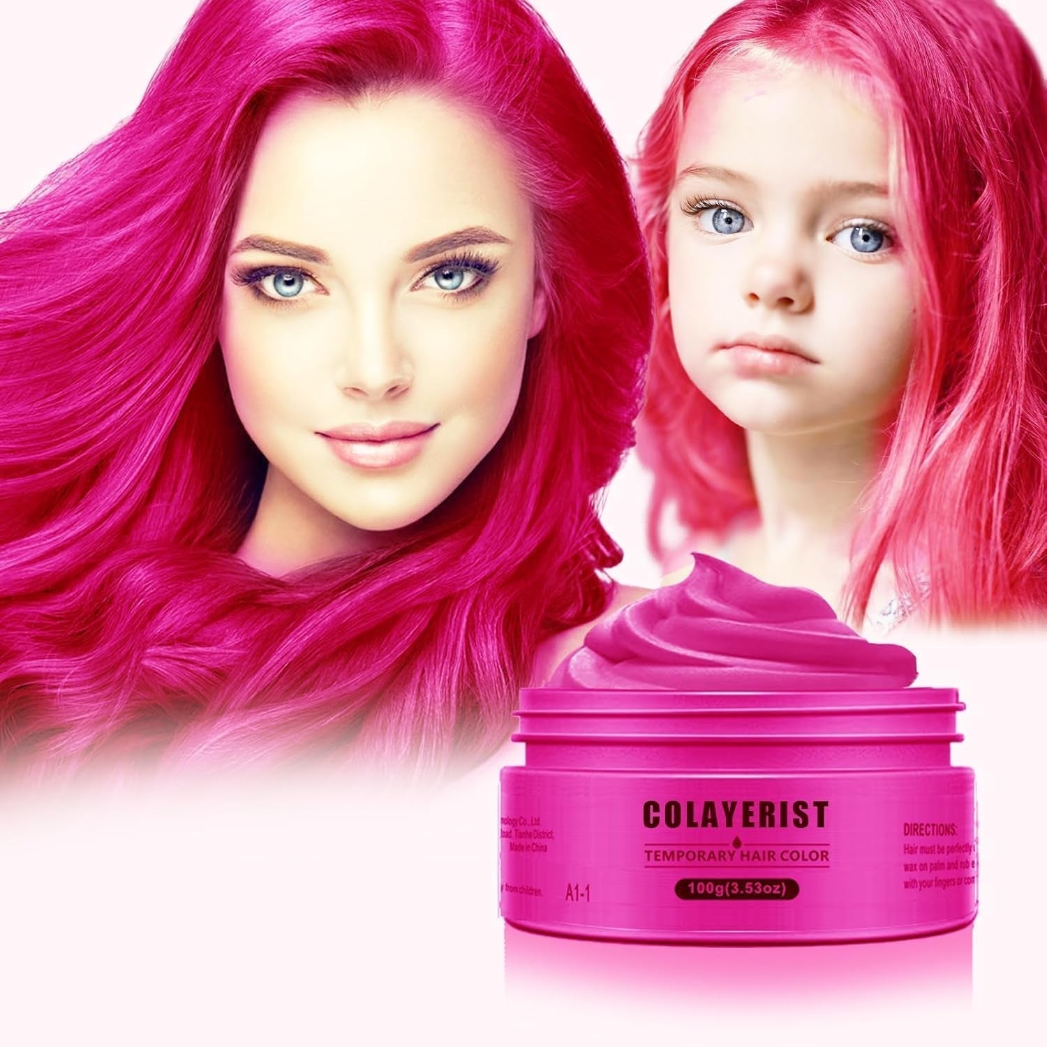 COLAYERIST Tinte temporal negro lavable para el cabello, cera para tinte para el cabello para hombres y mujeres, máscara para el cabello para fiestas o cosplay, productos para teñir el cabello sin desorden, tinte para el cabello Naty Shop Pink