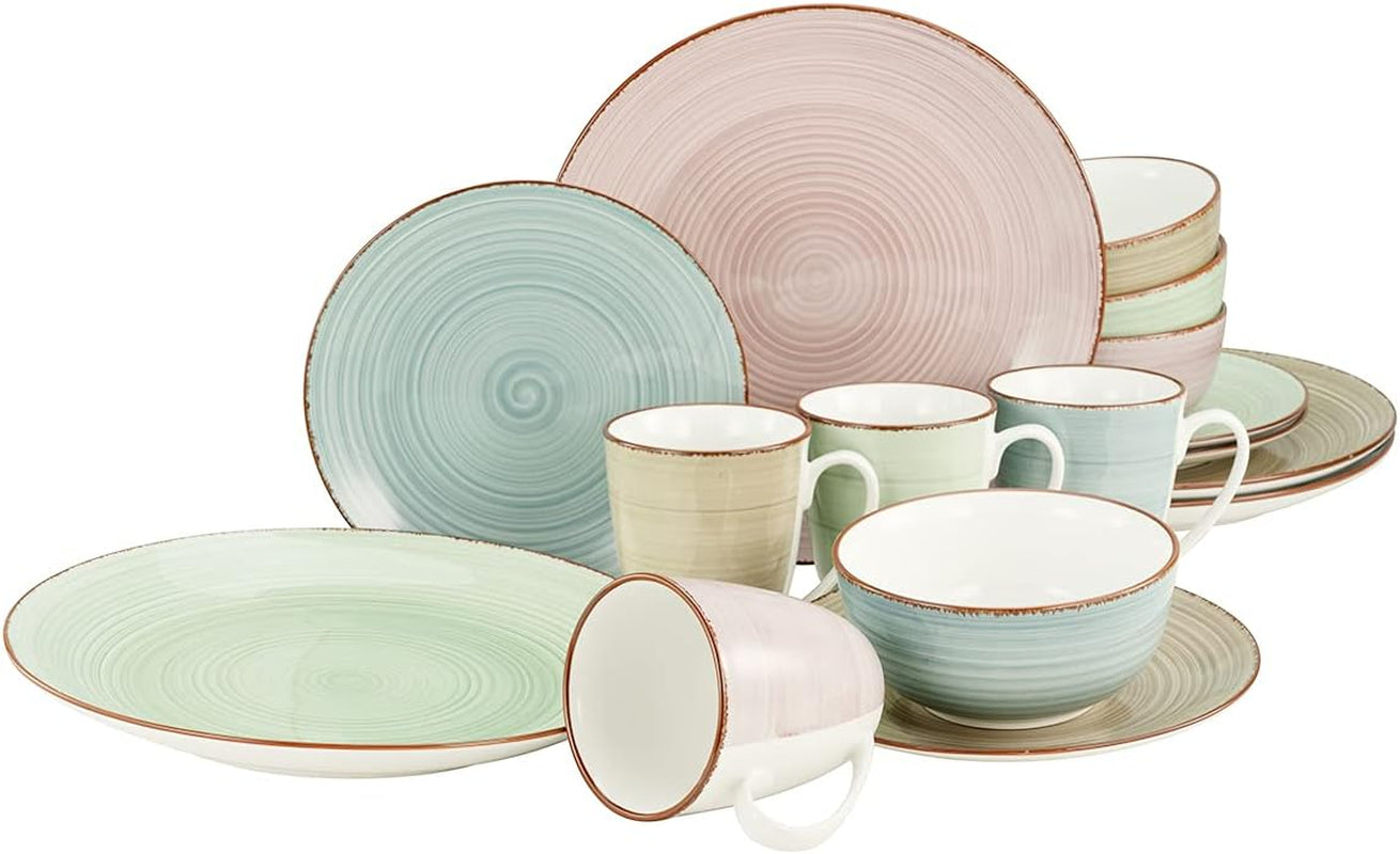 CreaTable, 22582, serie SAMBA, juego de vajilla de 16 piezas para 4, servicio combinado de porcelana, apto para lavavajillas y microondas, fabricación de calidad