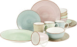CreaTable, 22582, serie SAMBA, juego de vajilla de 16 piezas para 4, servicio combinado de porcelana, apto para lavavajillas y microondas, fabricación de calidad