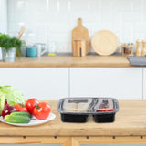 Relaxdays Cajas para Preparar Comidas, Set de 10, 2 Compartimentos, Resistentes al Microondas, 800ml, Cajas para Alimentos de Plástico con Tapa, Cajas para Conservar Alimentos Negras Naty Shop