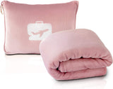 Eversnug Manta y almohada de viaje: suave manta de avión 2 en 1 con funda de almohada de bolsillo suave, funda para bolso y soporte para mochila (rojo burdeos) Almohadas de viaje Naty Shop Pink