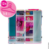 Theo Klein 5801 Barbie Armario con Barras y Compartimentos, Juguete a Partir de 3 años, Incluye Accesorios, Multicolor