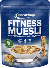 IronMaxx Fitness Muesli - Galletas y Crema, Bolsa de 2 kg | Muesli vegano rico en proteínas con contenido crujiente | Bajo en azúcar y alto en fibra.