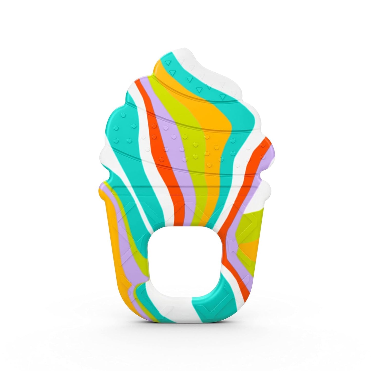 Bright Starts Anillo mordedor de silicona suave y calmante, cono de helado fácil de agarrar, sin BPA, unisex, a partir de 3 meses