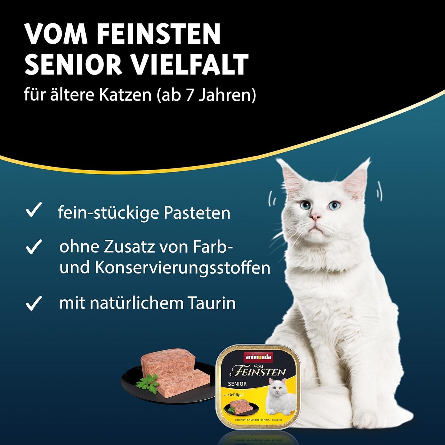 animonda vom Feinsten Senior, comida húmeda para gatos mayores a partir de 7 años, variedad para gatos mayores, 32 x 100 g