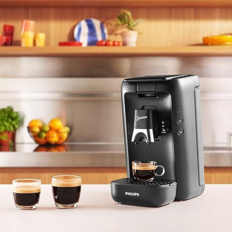 PHILIPS Senseo Maestro Cafetera Espresso de Cápsulas - Tecnología Intense Plus, Espresso de Alta Calidad, Diseño Ecológico, Depósito de Agua de 1,2 L, Función Memo, Indicador de Descalcificación (CSA260/60)