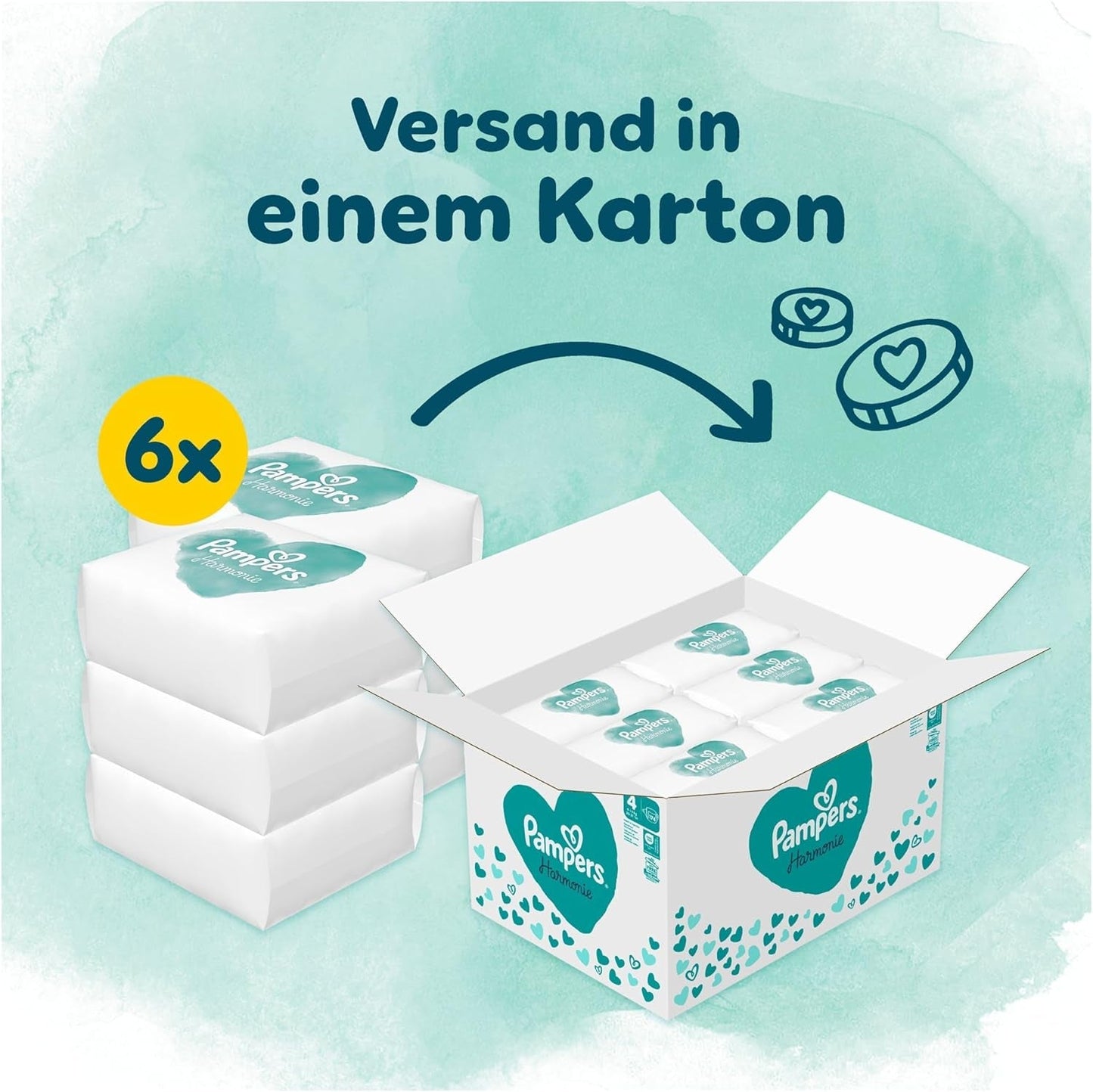 Pañales Pampers Harmony talla 4, 174 pañales, 9 kg-14 kg, protección suave para la piel con 100% protección Pampers