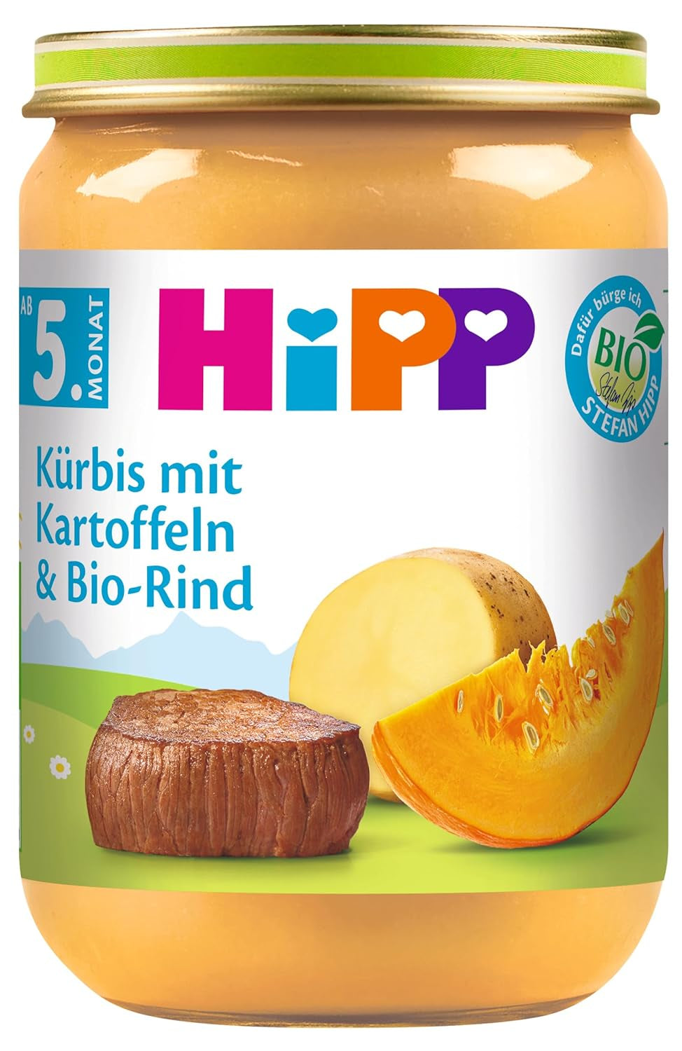 HiPP Calabaza con Patatas y Carne de Res Orgánica Paquete de 6 (6 x 190 g)