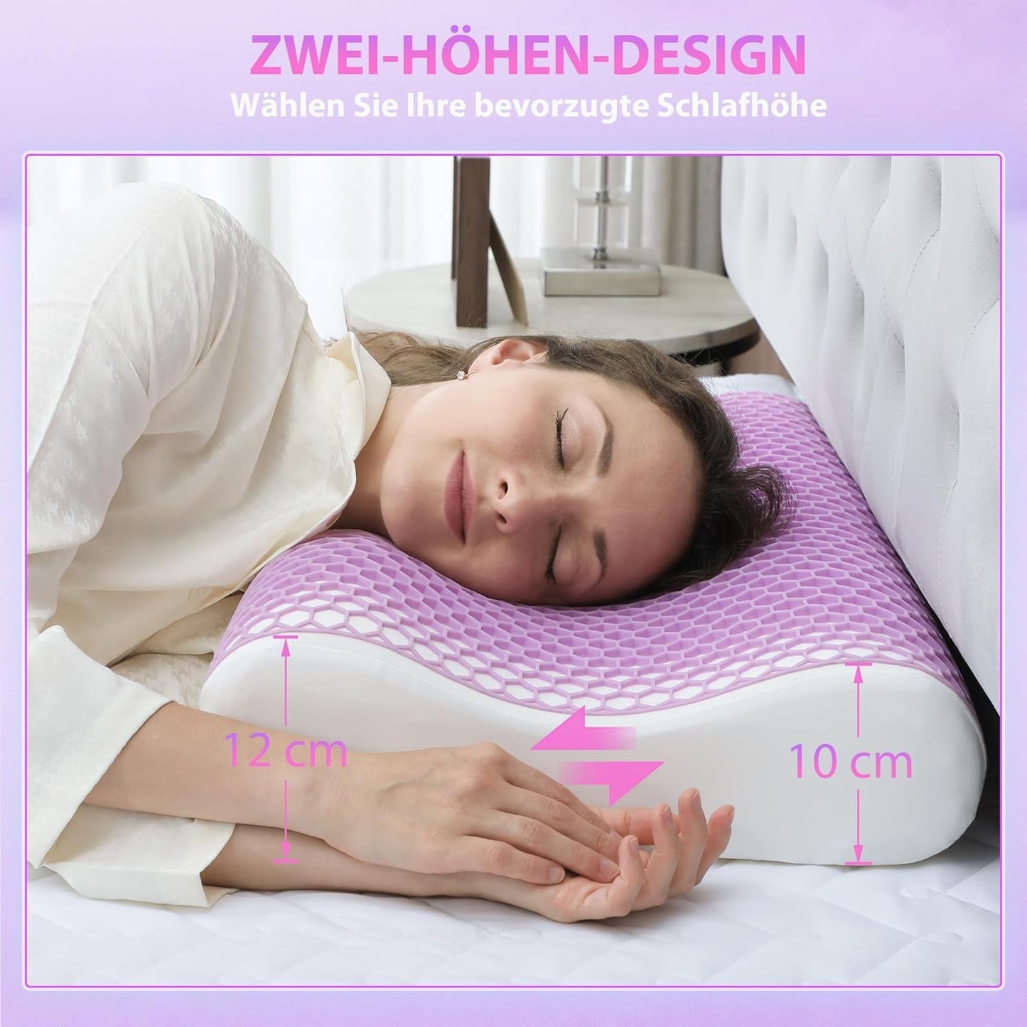 HOMCOM Almohada Viscoelástica Almohada Cervical con Funda Extraíble 2 Alturas Ergonómica 2S Responsive Almohada Cervical para Diferentes Posiciones para Dormir 60x40cm Crema Blanco