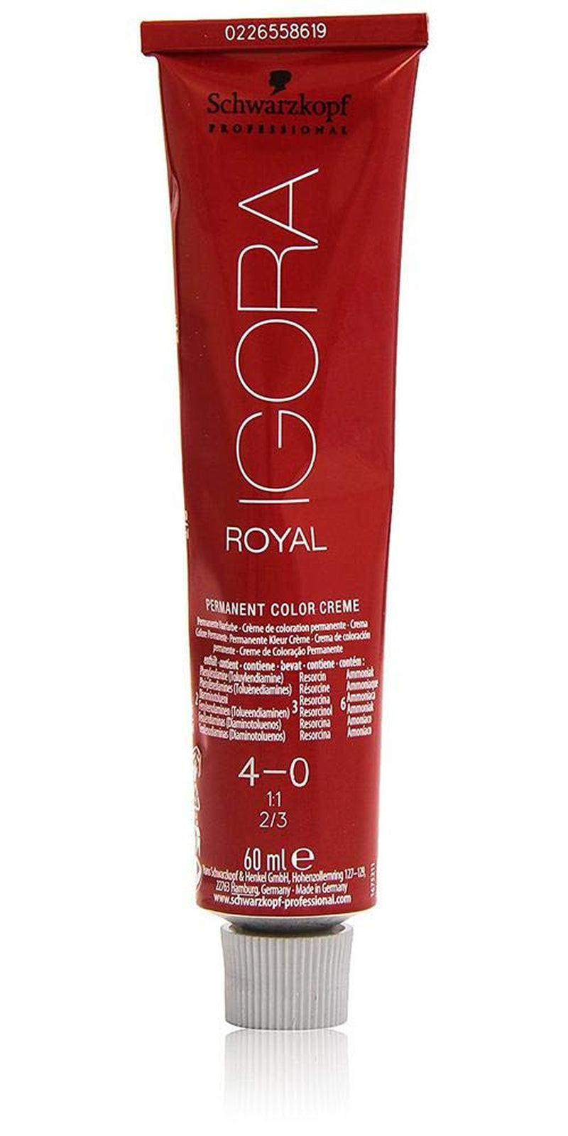 Schwarzkopf IGORA Royal Premium Hair Color 4-0 castaño medio, 1 paquete (1 x 60 g) Tinte para el cabello Naty Shop