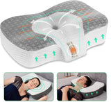 Elviros Almohada ortopédica de espuma viscoelástica Almohada para el dolor de cuello Almohada para dormir Almohada ergonómica para el cuello Almohada de apoyo para el cuello Almohada antirronquidos para personas que duermen de lado boca abajo Almohadas ortopédicas cervicales blancas Naty Shop Gris 60 x 38,6 x 9,9/13,5 cm