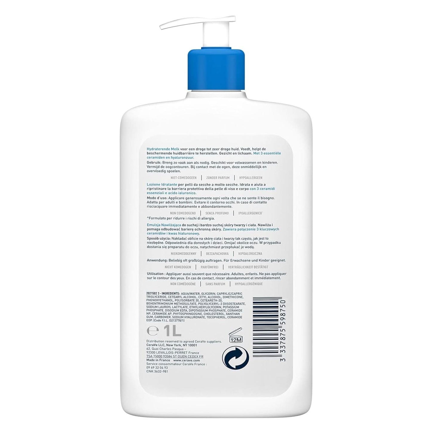 Cerave Loción hidratante para cuerpo y rostro, 1 litro Cosmética y Belleza Naty Shop