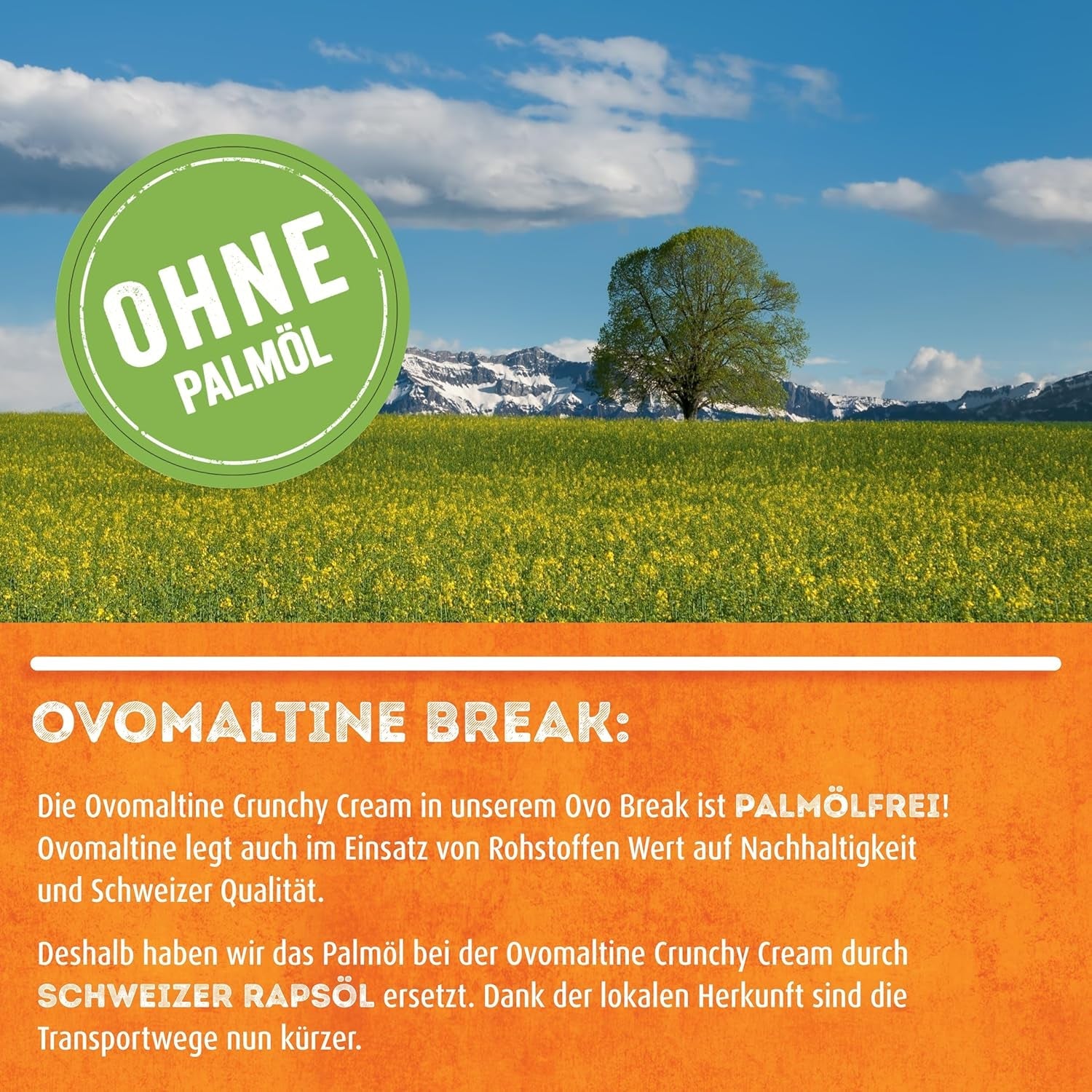 Ovomaltine OVO BREAK Oblea y barra de chocolate: un snack crujiente con el sabor inconfundible de nuestra popular Creme Crocante, naturalmente sin aceite de palma (4 x 39 g)