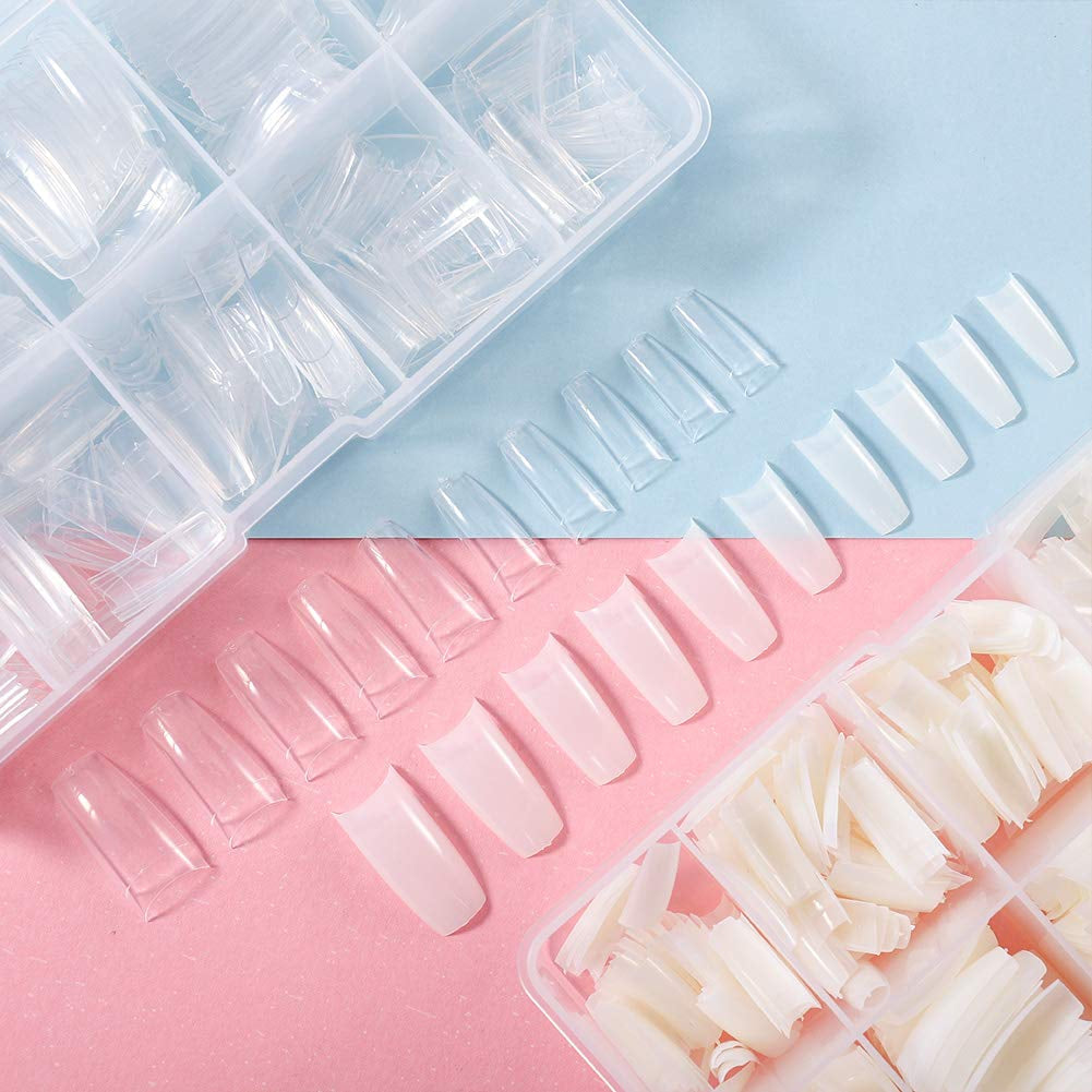 1000 piezas de uñas postizas, 10 tamaños, puntas de uñas naturales, puntas de uñas francesas artificiales, puntas de uñas artificiales, puntas de uñas postizas, caja de puntas artísticas para mujeres y niñas