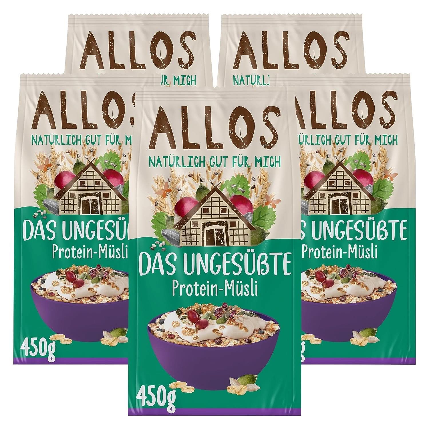 Allos, muesli de frutos rojos sin azúcar, pack 5 x 500 gramos Cereales Naty Shop Muesli proteico