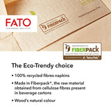 Fato - Servilletas de Papel Desechables Naturales de 4 Pliegues, Ecológicas, Paquete de 40, Tamaño 38X38, 2 Capas, Papel 100% Reciclado