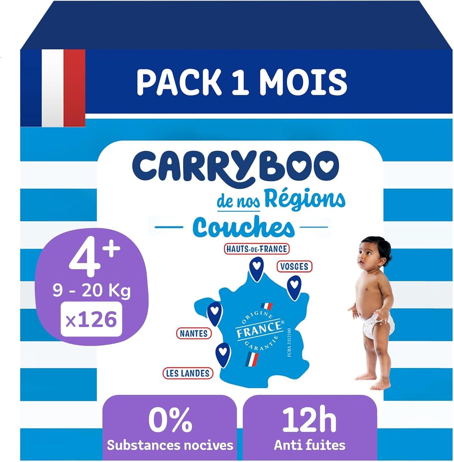 - Pañales talla 4+ (9-20 kg) - saludables y muy absorbentes - 12 horas a prueba de fugas - sin sustancias no deseadas - fabricado en Francia - precio asequible - 126 pañales desechables