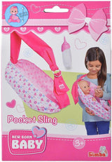 Simba 105560002 Portabebés ajustable para recién nacidos con bolsa y biberón para muñecas de 38 a 43 cm, de 3 años en adelante