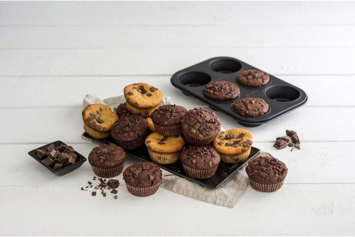 Zenker 6Er Muffinform Negro Metalizado, 275X190X30 Mm, Teflon Classic Antihaftbeschichtung, Hitzebeständig Bis 230°C, Leichte Reinigung, Ideal Für Köstliche Muffins Moldes y bandejas para hornear Naty Shop