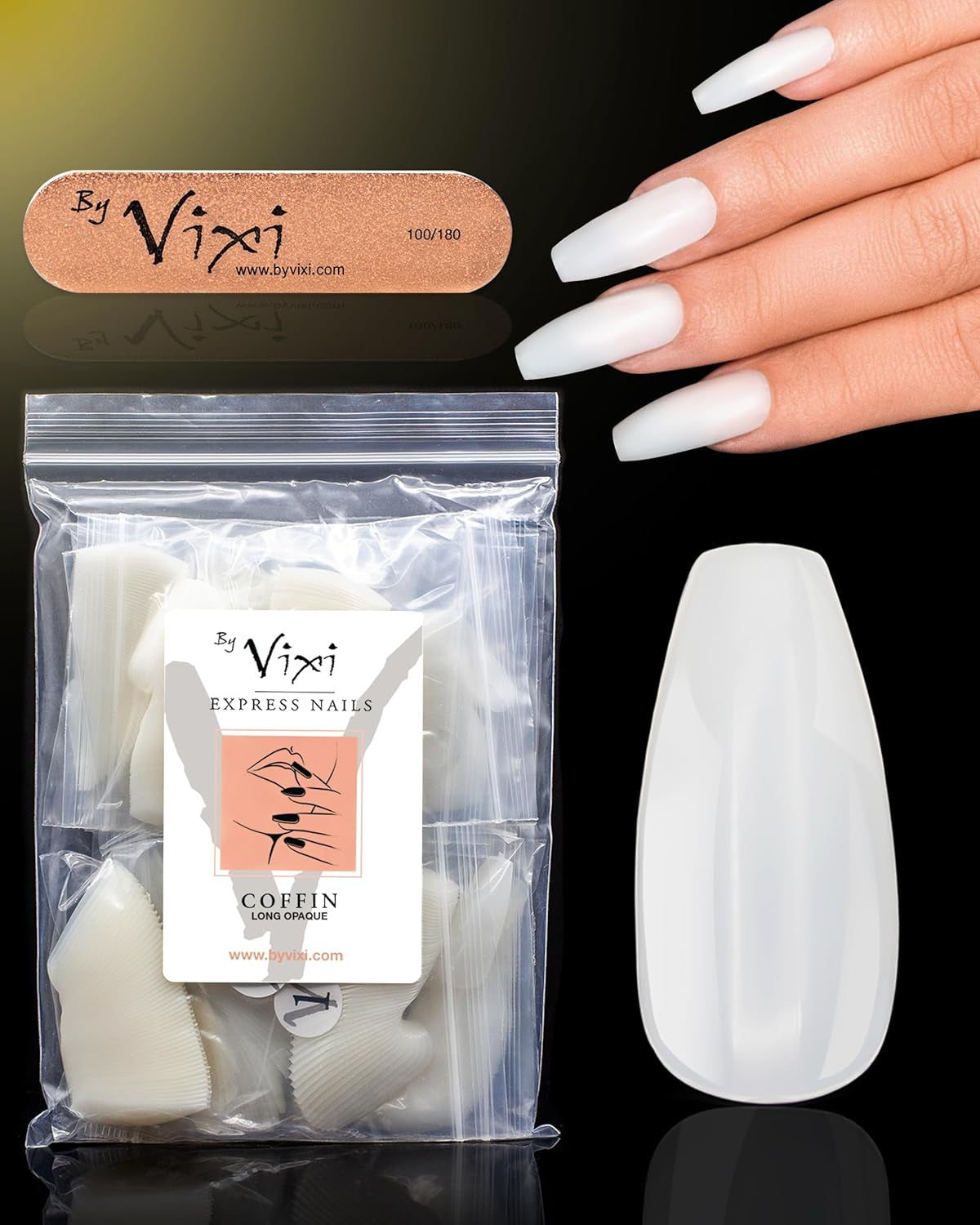 Vixi 600 extensiones de uñas cortas ovaladas con lima de preparación, 10 tamaños, cobertura total, opacas. Para profesionales y uso doméstico.