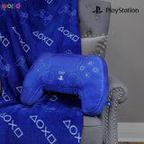 Character World: almohada con forma de controlador de Playstation con licencia oficial, diseño de auricular, almohada de felpa rellena | Perfecto para decoración de dormitorio o juego, almohadas estándar azules de Naty Shop.
