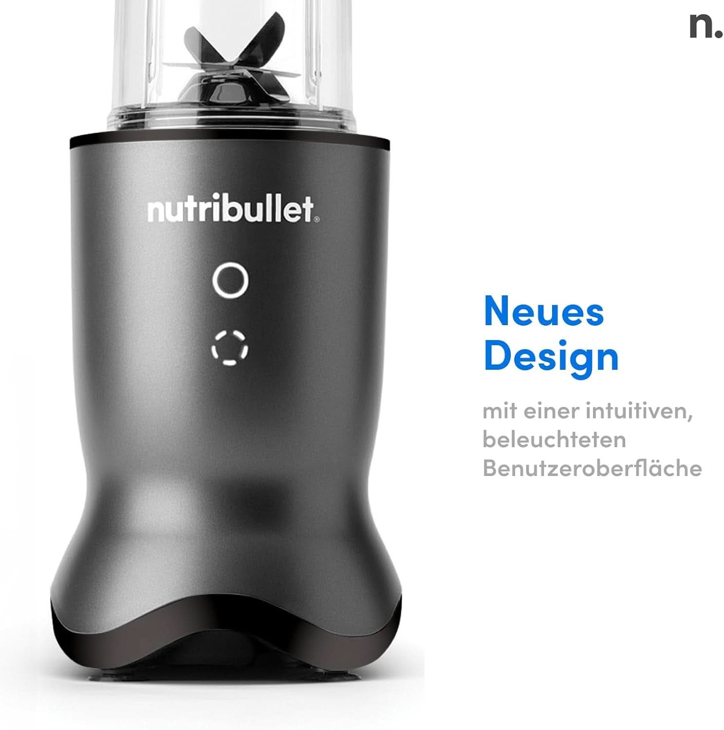 Batidora personal Nutribullet, batidora de larga duración para porciones, 1000 vatios y motor ligero, vaso de 900 ml con Tritan Renew, batidora táctil Leuchtende, Dunkel Grau Bucatarie Naty Shop